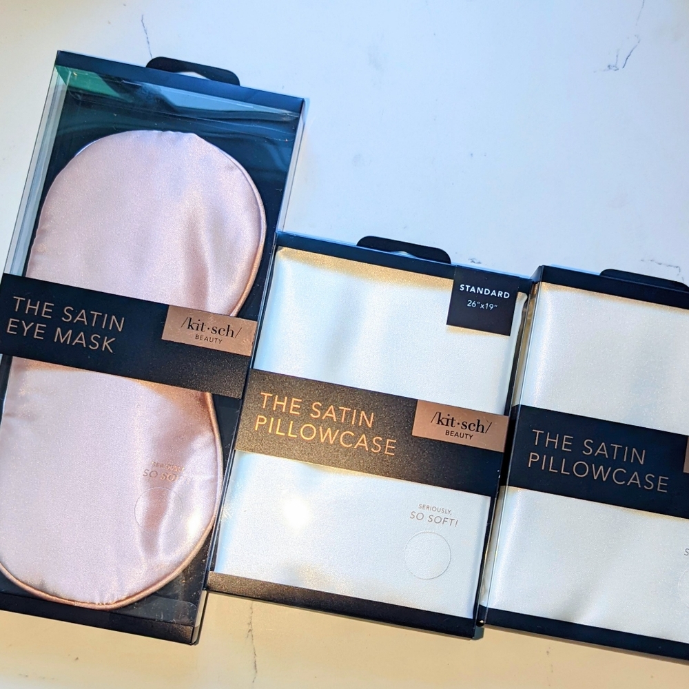 🆕 Luxury Beauty SLEEP SET- Satin Pillowcase x2 & Eye Mask Set